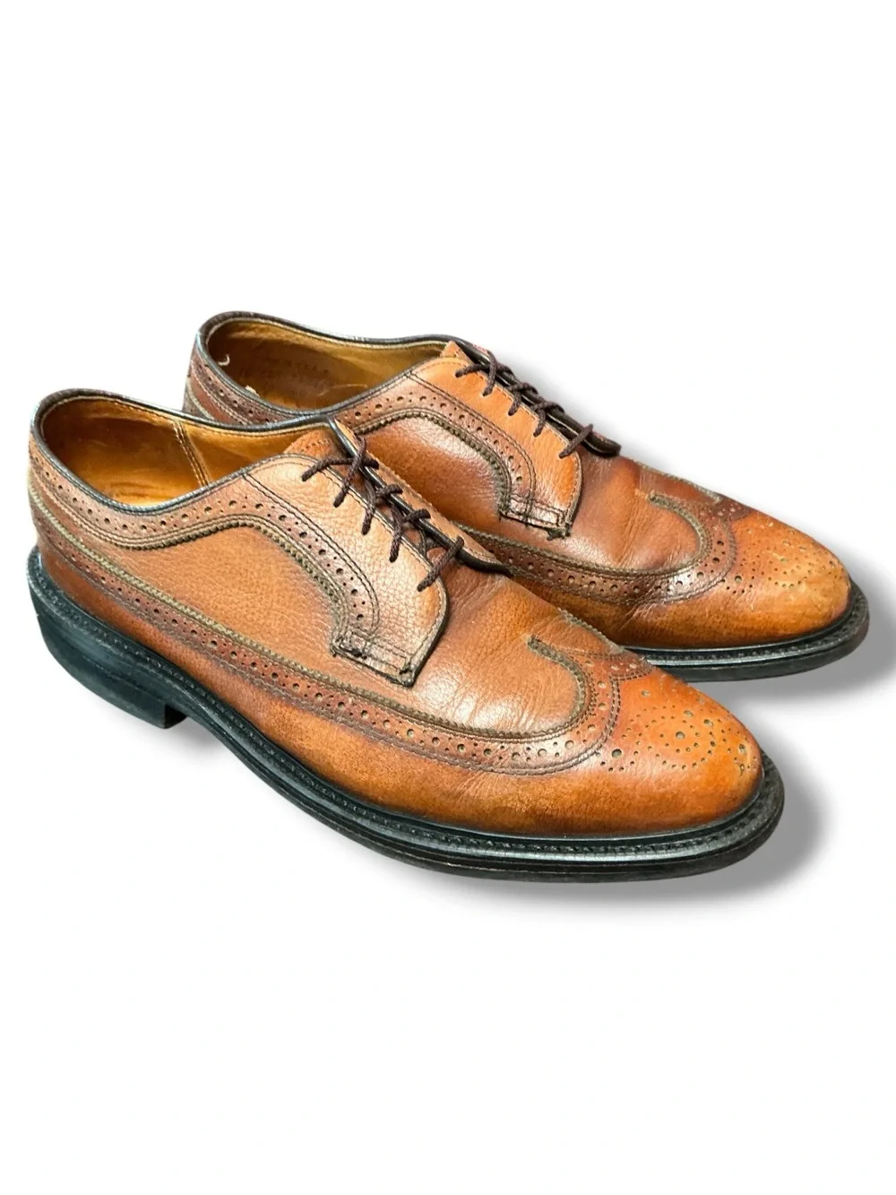 Vintage Classic Brown Dexter Heavy Punched Wingtip Brogue Oxfords